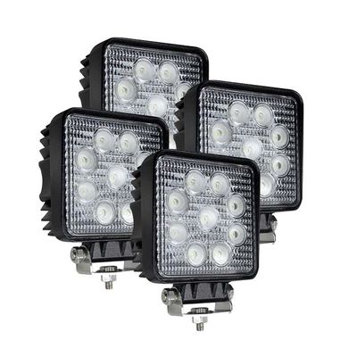 4PCS स्क्वायर एलईडी फ्लड वर्क लाइट्स IP67 2160lm ब्लैक हाउसिंग